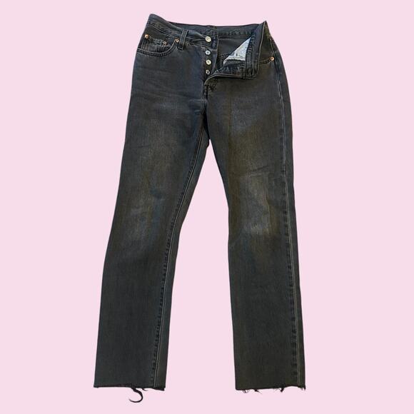 Levi's Denim - Levi’s Jeans 501 Faded Black Gray Raw Hem 28